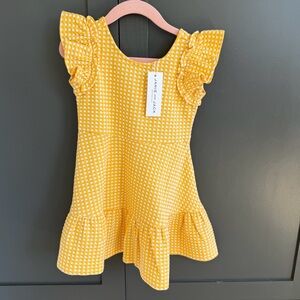Janie and Jack | Girls' Yellow Gingham Ruffle-Sleeve Dress | 3T | NWT